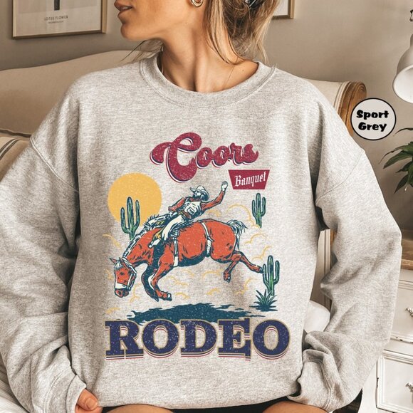 Coors Rodeo Sweatshirt – Retro Wild West Cowboy - Picture 1 of 2